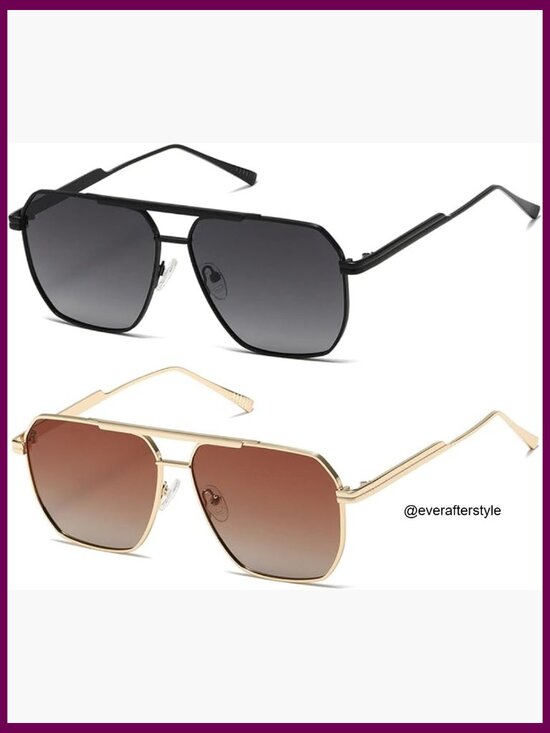 Metal Frame Polarized Sunglasses Retro Oversized Square Vintage Shades main image 7